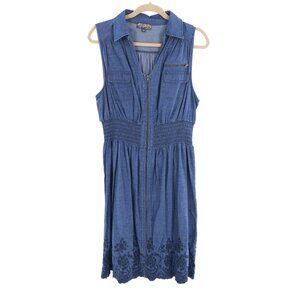 J Gee Embroidered Shirt Dress Women's‎ 2X Blue Y2k Style Resort Vacation Casual